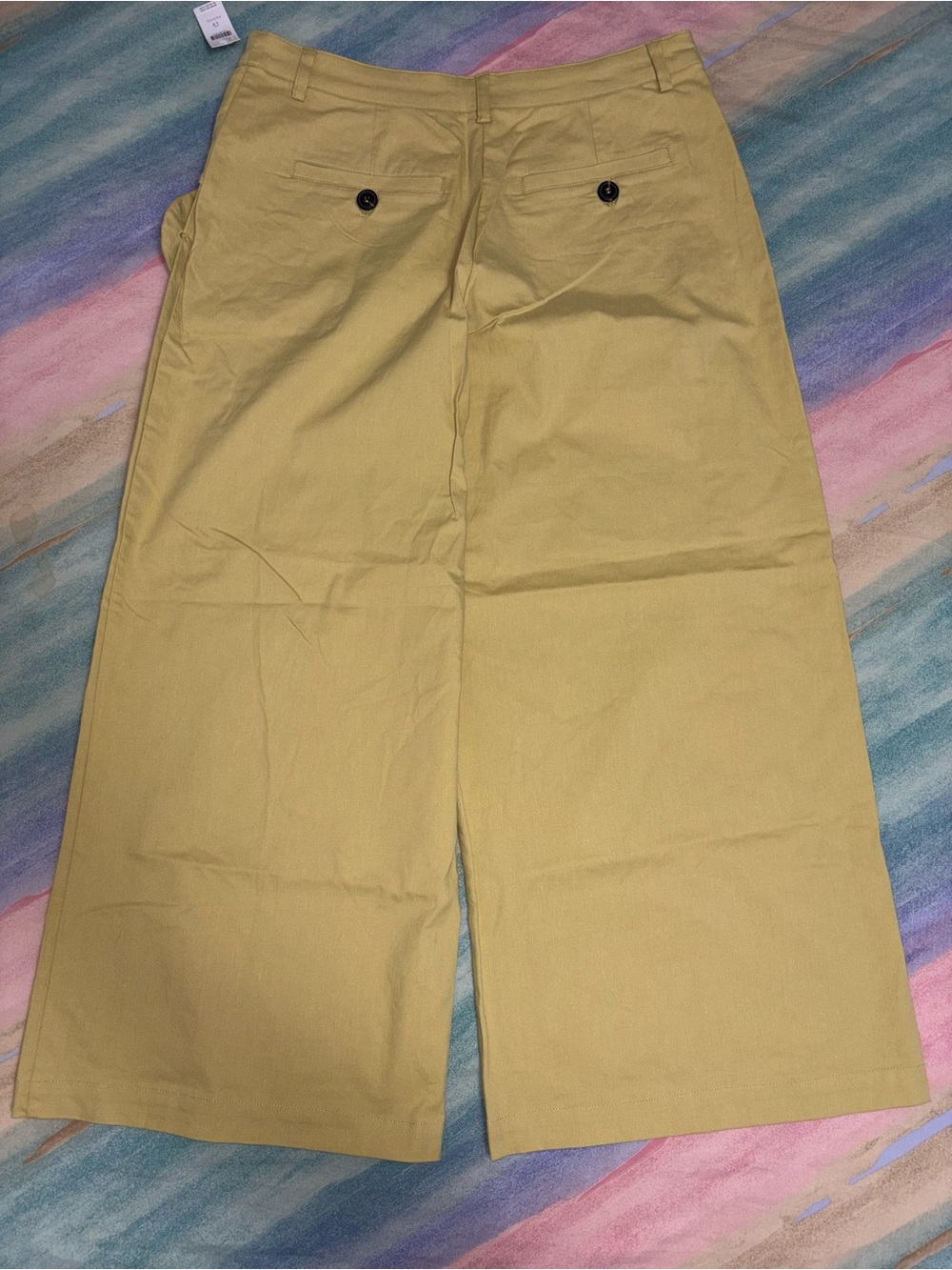 Maeve by Anthropologie Button-Pocket Wide-Leg Pants - Citron / Parsnip, Size L P - Picture 7 of 14